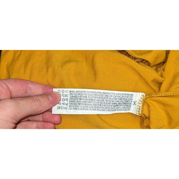 Forever 21 Romper S Women's Yellow Lined Lace Criss Cross Back Shorts - Picture 6 of 6